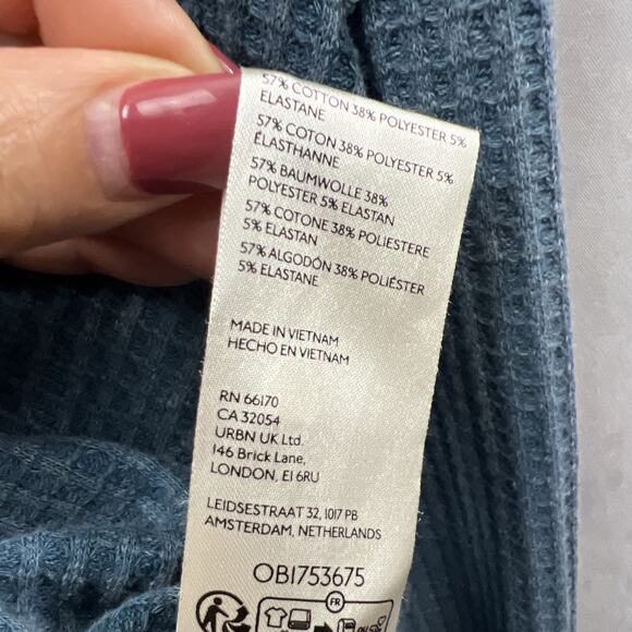 Free People We The Free Coraline Blue Thermal Oversized Pullover Size XS Boho - Picture 8 of 11